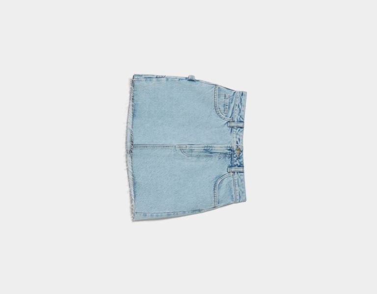 Sukne Bershka Denim Carpenter Mini Damske Svetlo Modre | MVqGSjpcDzb