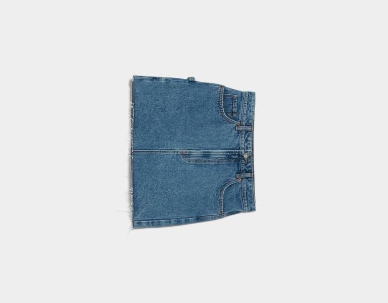 Sukne Bershka Denim Carpenter Mini Damske Modre | WSb1U9683gF