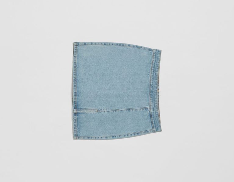 Sukne Bershka Pohodlie Mini Denim Damske Svetlo Modre | PmxCYxZUFbe