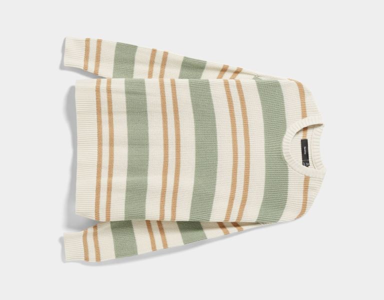 Svetre Bershka Horizontal Stripe Svetrove Saty Panske Krém | W1JzZBuUZje