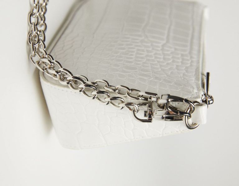 Tasky Bershka Mock Croc With Chain Detail Damske Biele | t8LXLTuKPnL