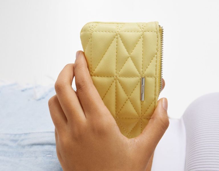 Tasky Bershka Prešívané Faux Kozene Card Holder Damske Žlté | fk3BQA1hV6i