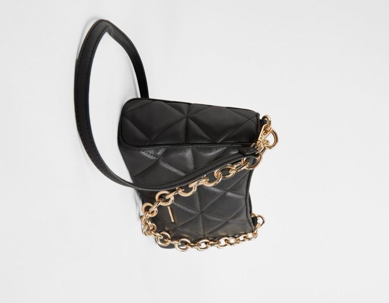 Tasky Bershka Prešívané Hand With Robustný Chain Handle Damske Čierne | JX7MErB77x9