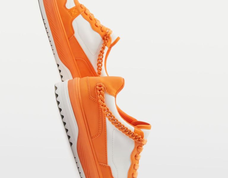 Tenisky Bershka Contrasting Chain Panske Oranžové | 6OREyMPyzr7