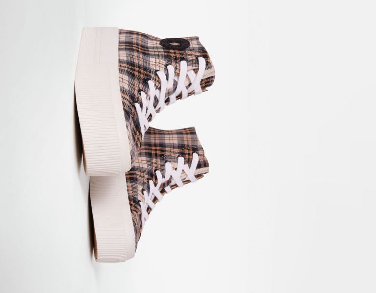 Tenisky Bershka Plaid Platforme High-top Damske Viacfarebný | 6D80lw4dtVH