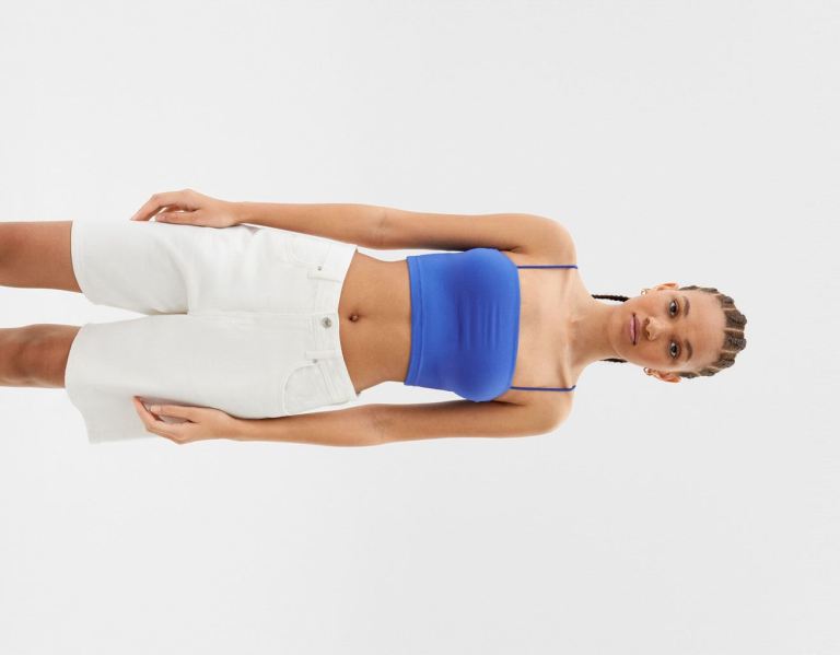 Topy Bershka Cropped Tank Damske Modre | aWq2EKJC9Gi