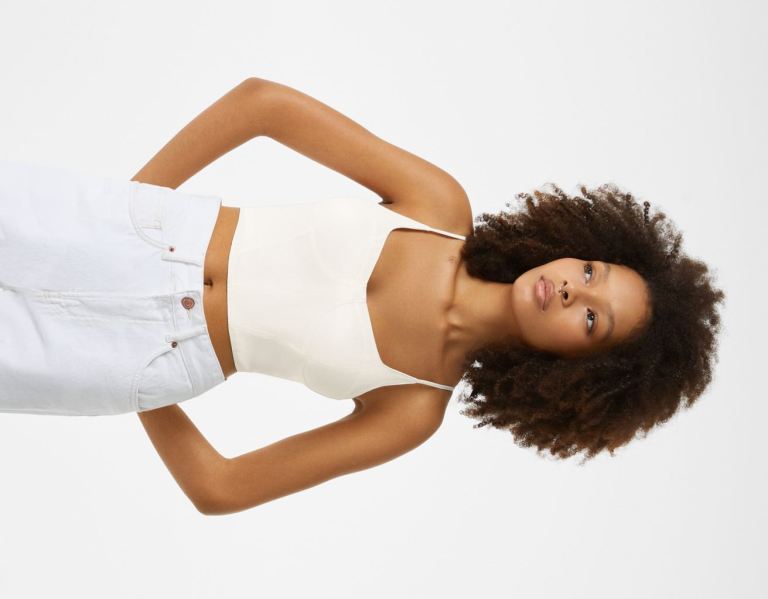 Topy Bershka Remienkové Satin Corset Damske Krém | 9XSVgOE4Jiu