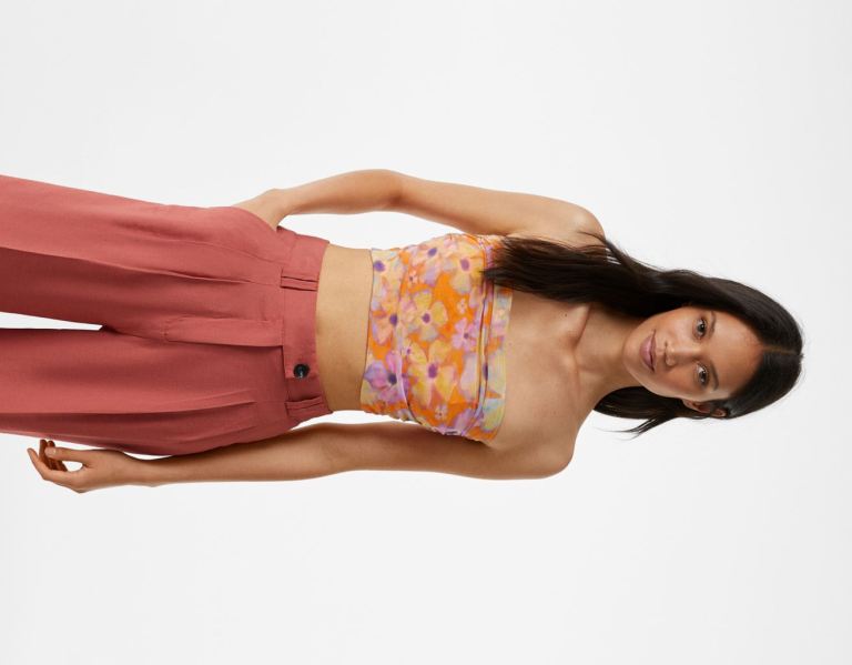 Topy Bershka Tulle Bandeau Damske Oranžové | 2UMvuIl1y1A