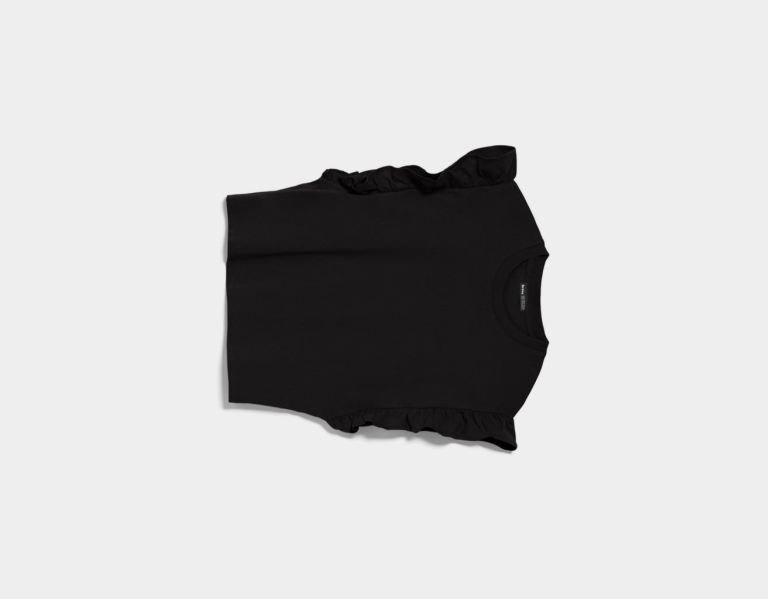 Tricko Bershka Frilled Sleeve Damske Čierne | 1PujVcpdlh2