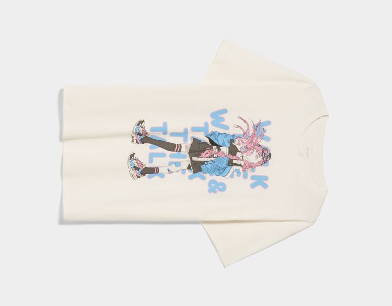 Tricko Bershka Kratke Sleeve With Anime Print Damske Biele | VD3DozPnTlO