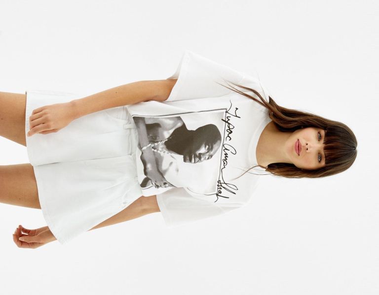 Tricko Bershka Kratke Sleeve With Tupac Print Damske Biele | as8aoulEC8l