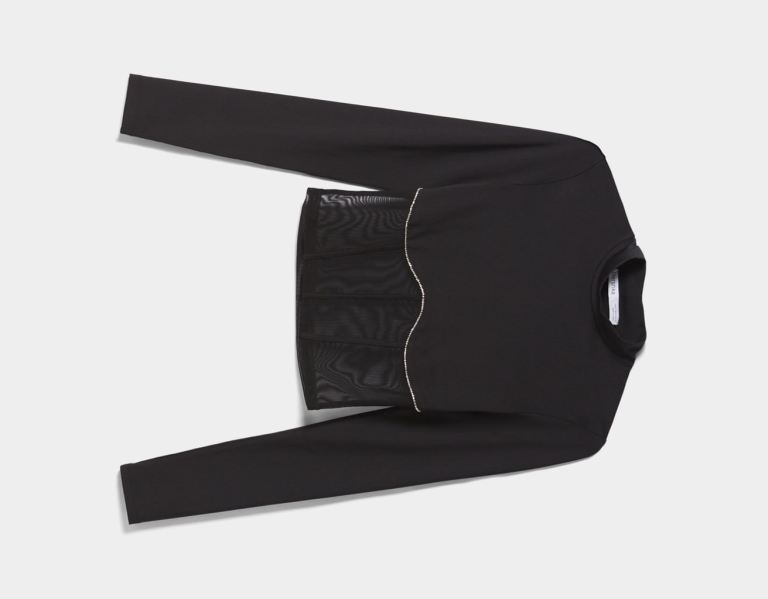 Tricko Bershka Long Sleeve Embellished With Rhinestones Damske Čierne | EZy8XJ7p8VZ