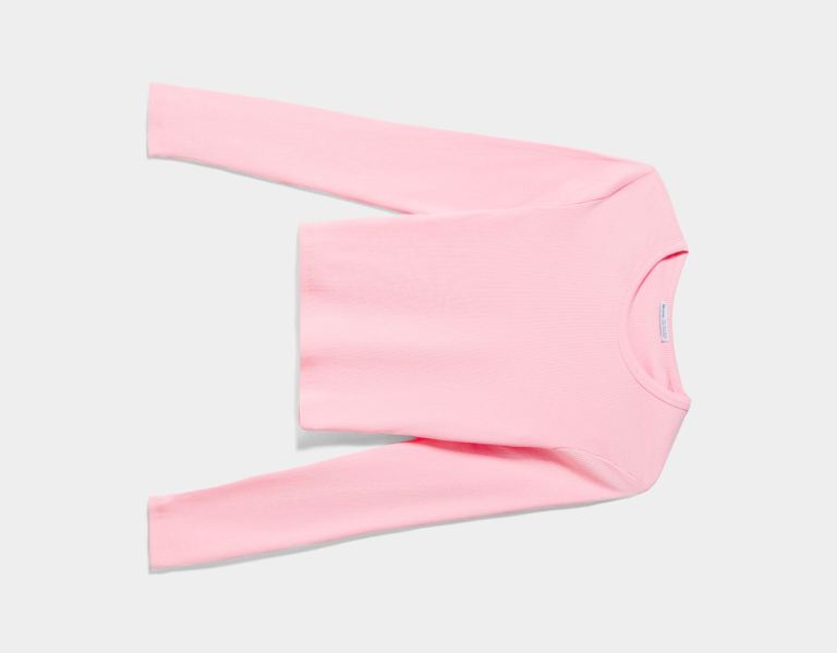 Tricko Bershka Rebrovaný Long Sleeve Damske Ruzove | rkFdZxpu3WW