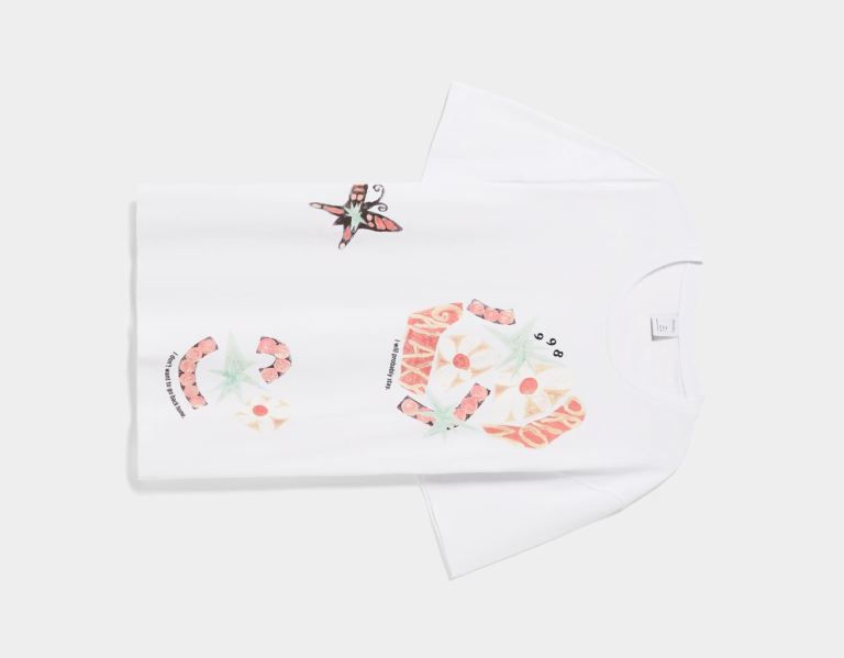 Tricko Bershka Regular Fit Kratke Sleeve With An Art Print Panske Biele | 0upkIe2nJTh