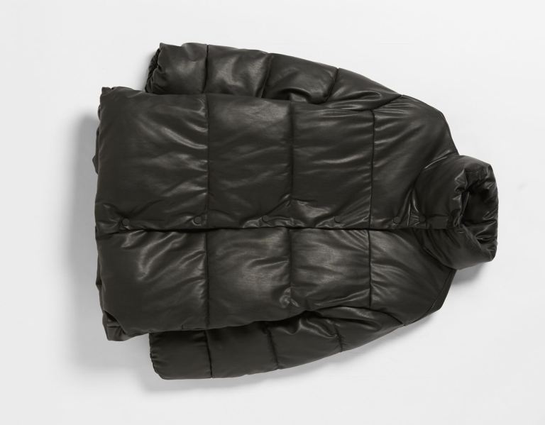 Vrchné Odevy Bershka Faux Kozene Puffer Coat Damske Čierne | YYg8C1gsURc