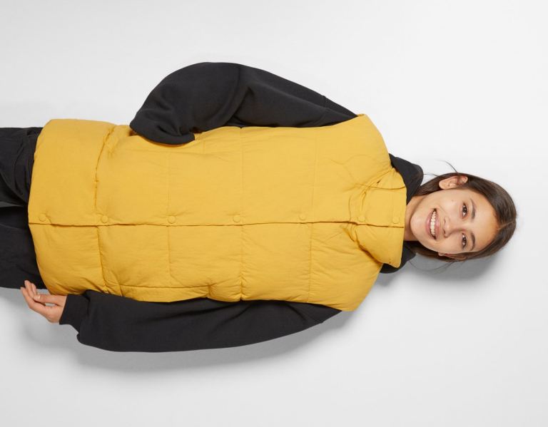 Vrchné Odevy Bershka Long Puffer Gilet Damske Žlté | XOEM8I7yQrw