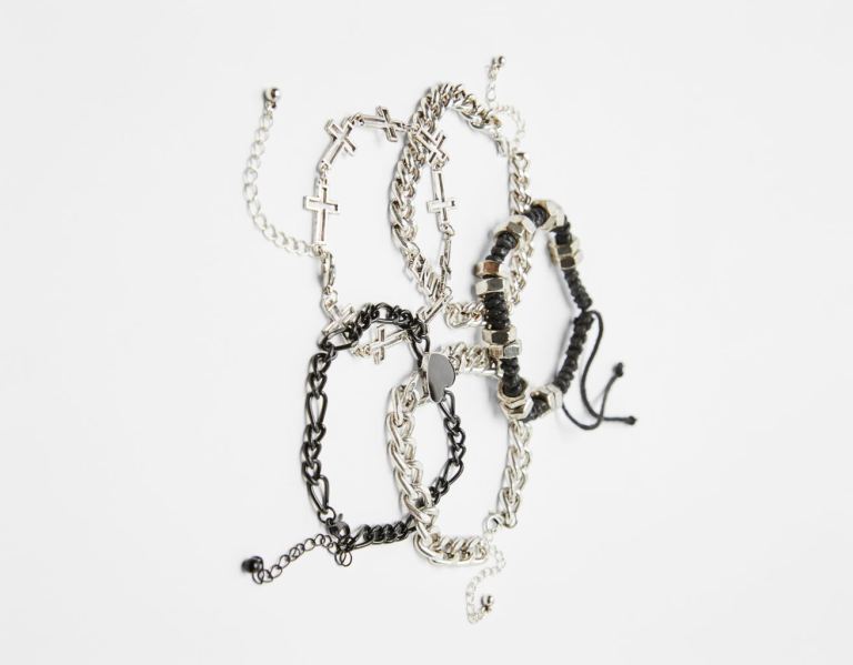 Šperky Bershka 5-pack Of Heart Charm Bracelets Panske Čierne | hErAIChsVoA