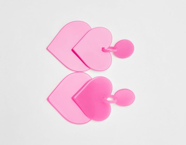 Šperky Bershka Double Heart Xl Earrings Damske Fuchsie | qaOOuU2OBTF