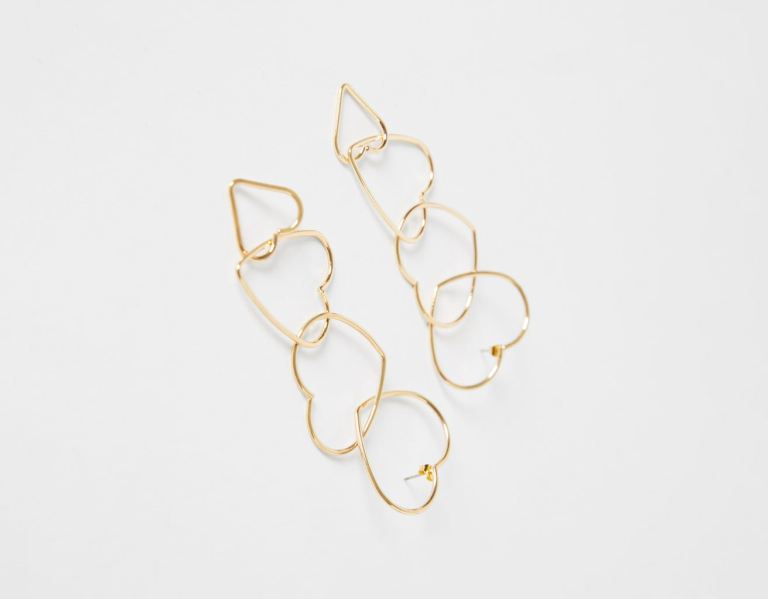 Šperky Bershka Heart Cascading Earrings Damske Zlate | KEkAIHKc8Gk