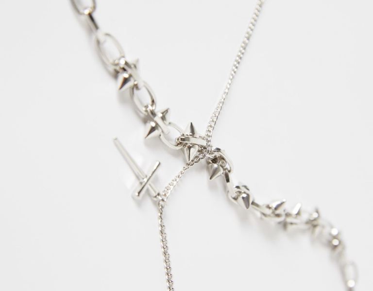 Šperky Bershka Punky Cross Necklace Panske Strieborne | IJ0MNaMsD8Q