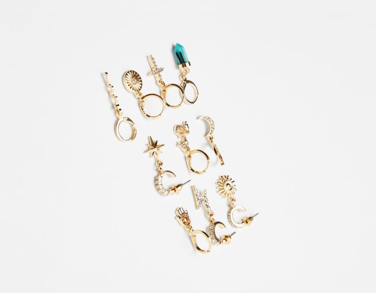 Šperky Bershka Set Of 10 Astral Charm Earcuff Earrings Damske Zlate | Z3KM1Gw0VmW