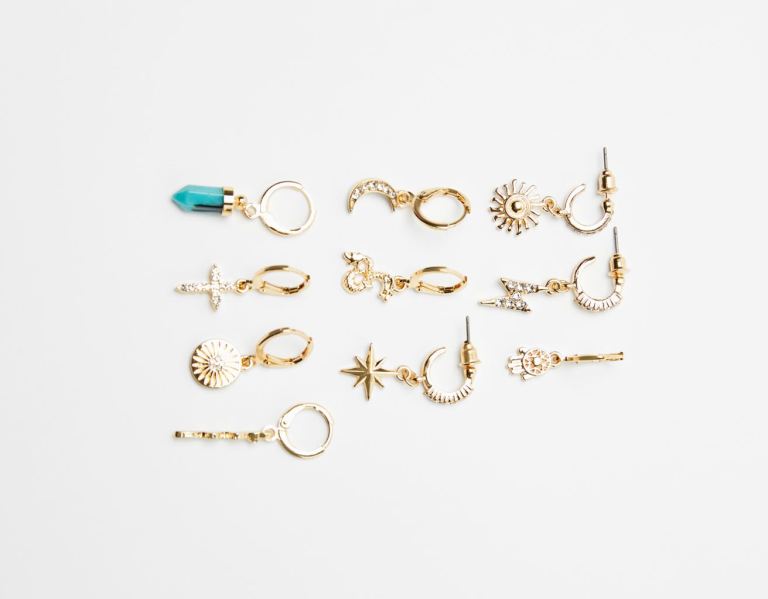 Šperky Bershka Set Of 10 Astral Charm Earcuff Earrings Damske Zlate | Z3KM1Gw0VmW