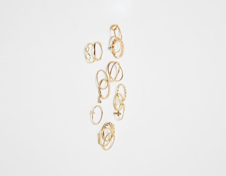 Šperky Bershka Set Of 15 Gold-effect Cross Rings Damske Zlate | ITThUp8vrOV