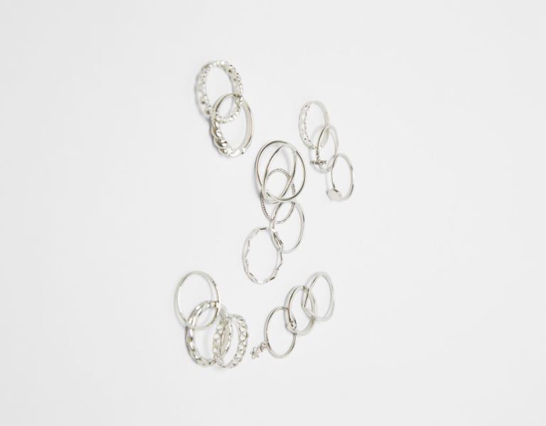 Šperky Bershka Set Of 15 Stackable Silver-colored Rings Damske Strieborne | 2oilzmZAwJn