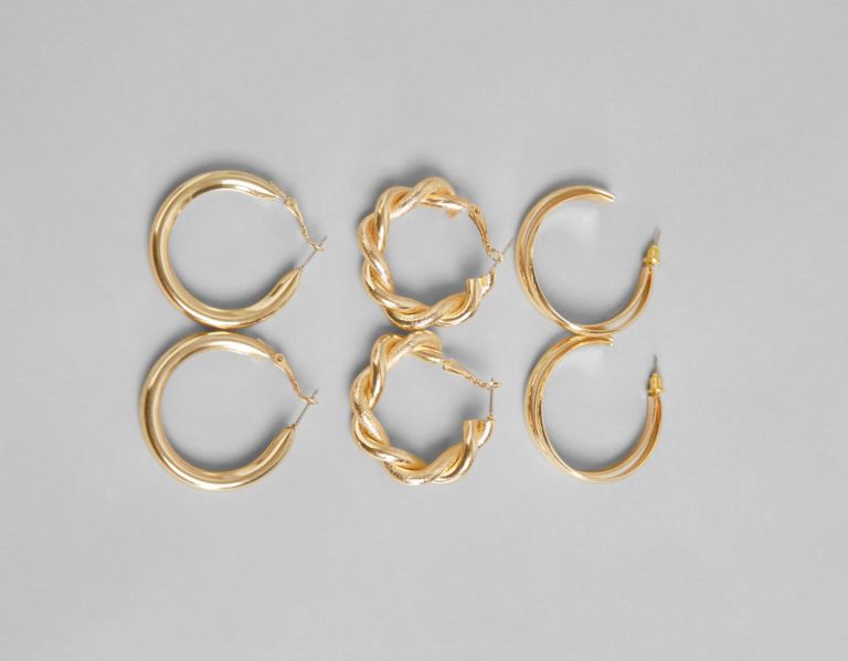 Šperky Bershka Set Of 3 Pairs Of Double Textured Hoop Earrings Damske Zlate | OQdDioKBNaK