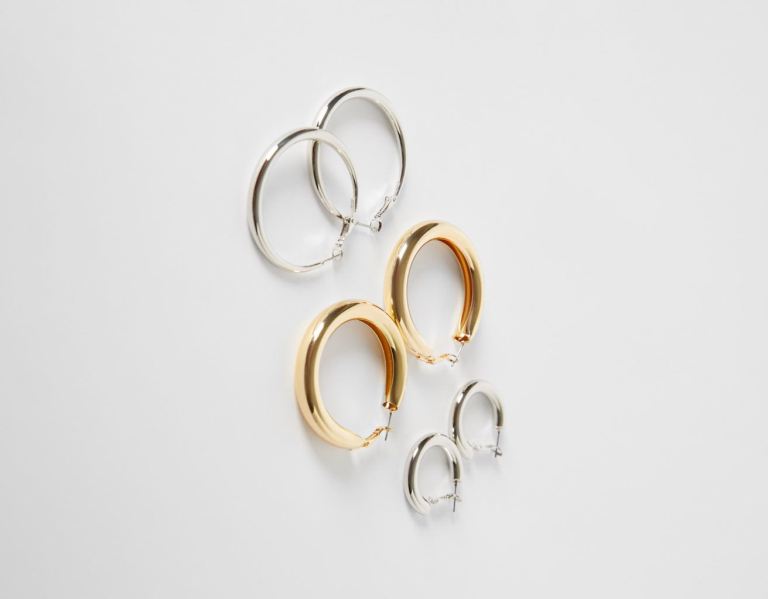 Šperky Bershka Set Of 3 Pairs Of Hoop Earrings Damske Strieborne | FUSzRCt1a5n