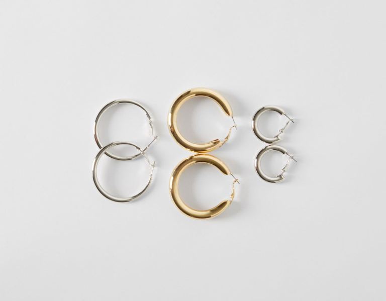 Šperky Bershka Set Of 3 Pairs Of Hoop Earrings Damske Strieborne | FUSzRCt1a5n