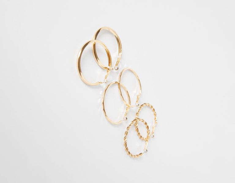 Šperky Bershka Set Of 3 Pairs Of Textured Thin Ring Earrings Damske Zlate | LNUh0CfEm8B