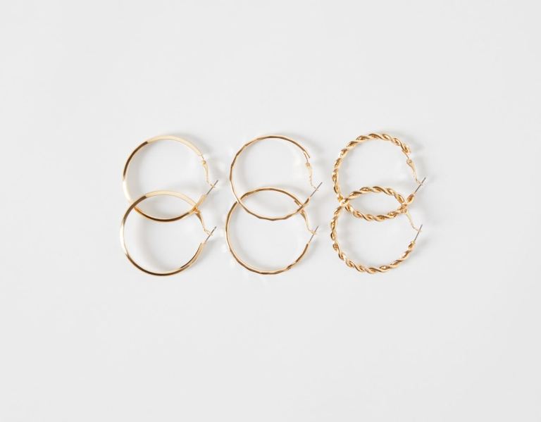 Šperky Bershka Set Of 3 Pairs Of Textured Thin Ring Earrings Damske Zlate | LNUh0CfEm8B