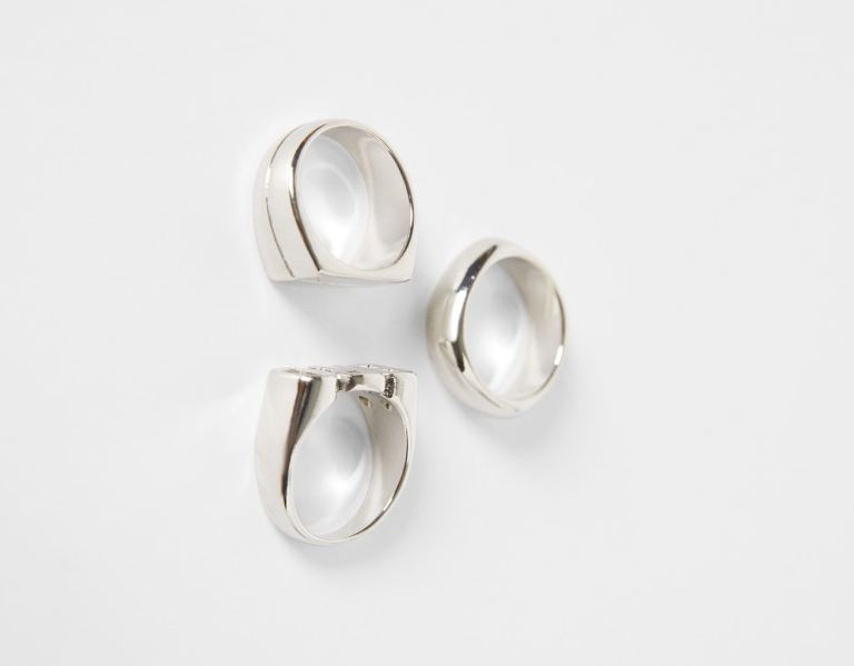 Šperky Bershka Set Of 3 Rings Panske Strieborne | bSShgFWELXV