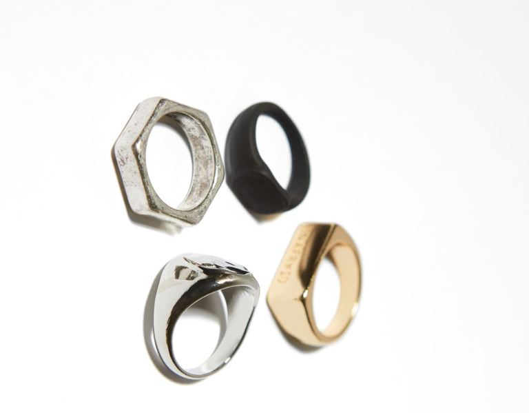 Šperky Bershka Set Of 4 Signet Rings Panske Strieborne | US0psl0LeKZ