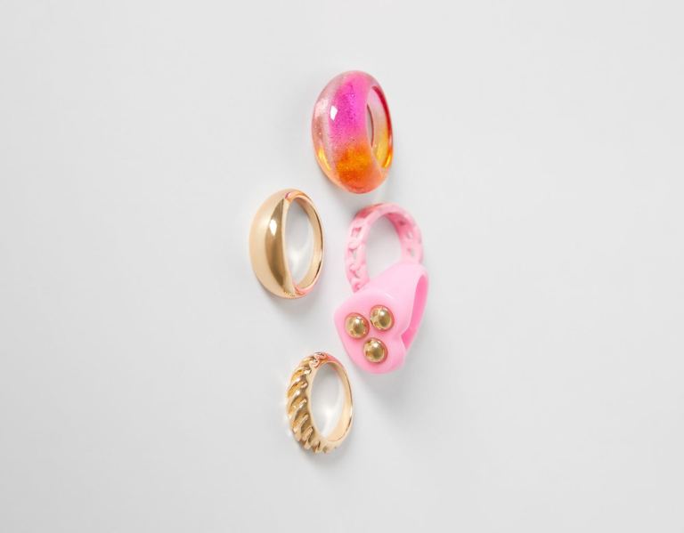 Šperky Bershka Set Of 5 Glitter Rings Damske Zlate | CK32iPyuiWZ