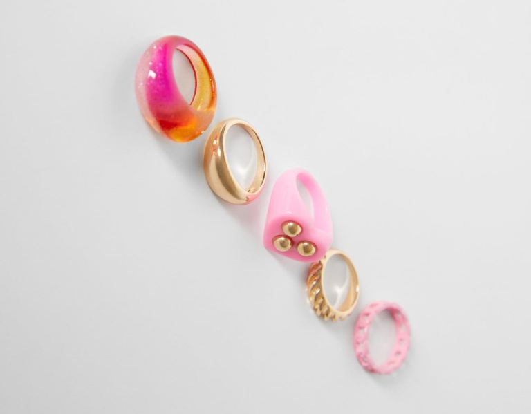 Šperky Bershka Set Of 5 Glitter Rings Damske Zlate | CK32iPyuiWZ