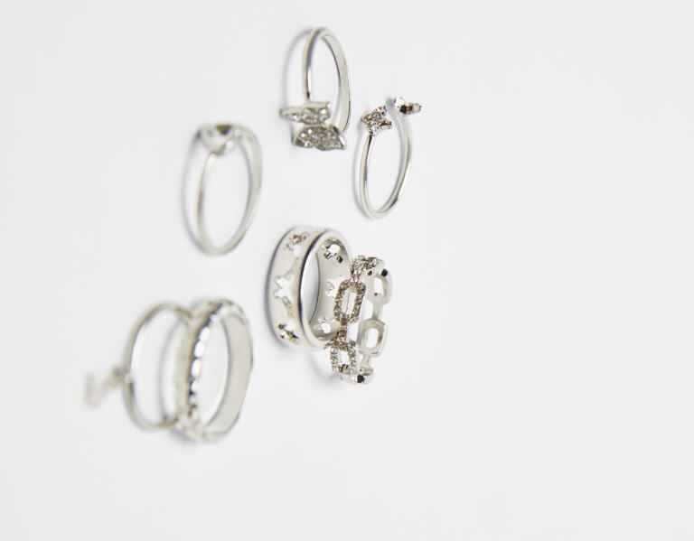 Šperky Bershka Set Of 7 Butterfly Rings Damske Strieborne | ZyJJiTiEsOq