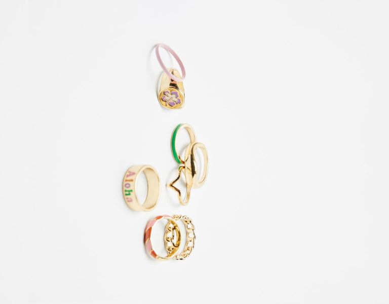 Šperky Bershka Set Of 8 Colored Enamel Rings Damske Zlate | G0ZUrq1CE4m