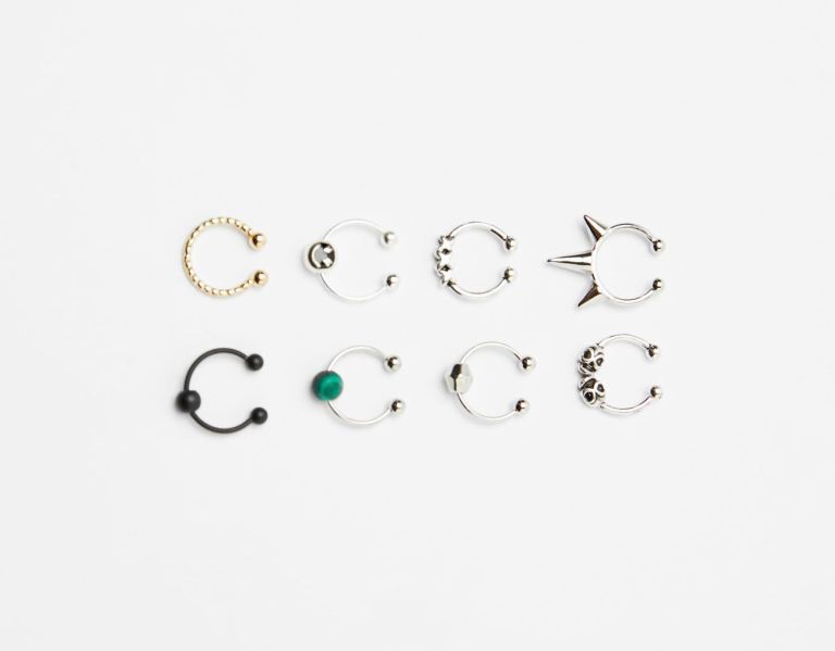 Šperky Bershka Set Of 8 Pairs Of Septum Rings Panske Strieborne | CIov0OyY4lg