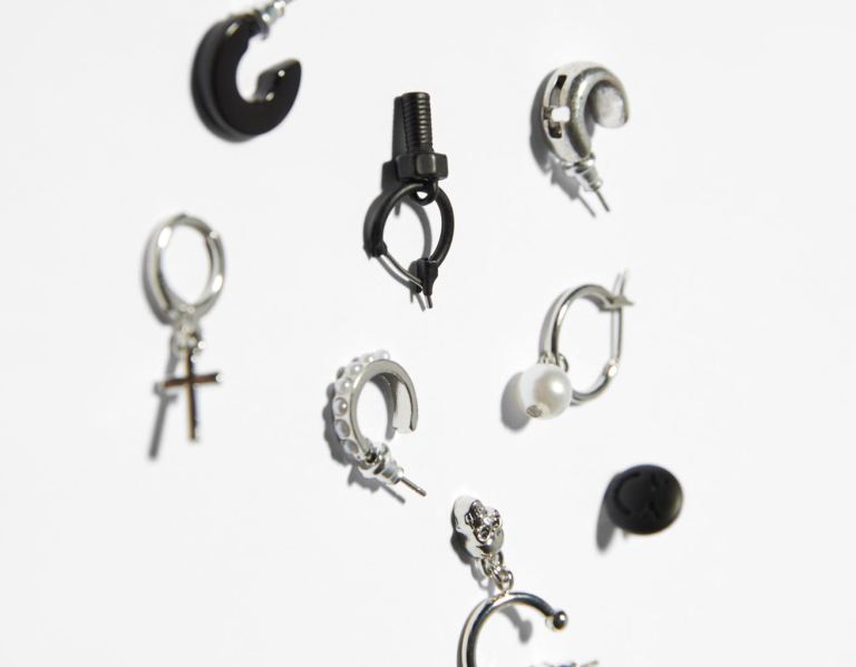 Šperky Bershka Set Of 9 Cross Earrings Panske Strieborne | PGNKHWUepBe