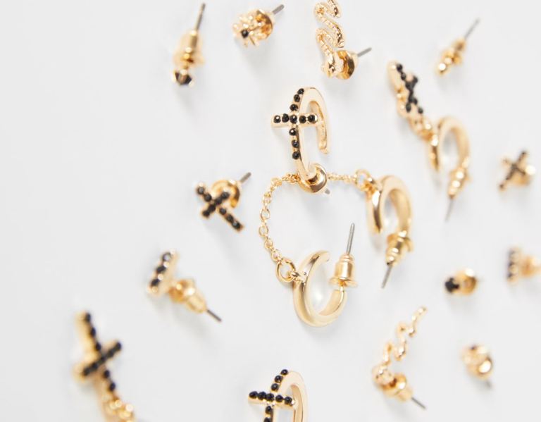 Šperky Bershka Set Of 9 Earrings With Rhinestone Snake And Cross Damske Zlate | 8TIUb2eZcQV