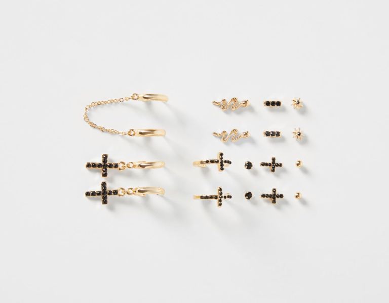 Šperky Bershka Set Of 9 Earrings With Rhinestone Snake And Cross Damske Zlate | 8TIUb2eZcQV