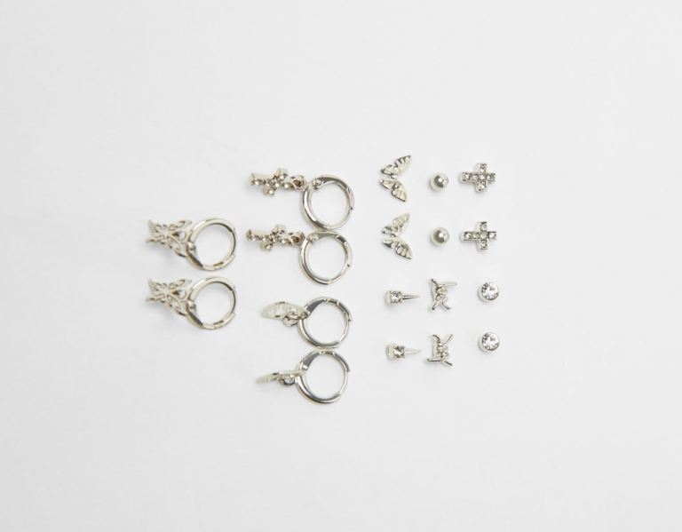 Šperky Bershka Set Of 9 Pairs Of Butterfly Earrings Damske Strieborne | 5RkShoNVscm