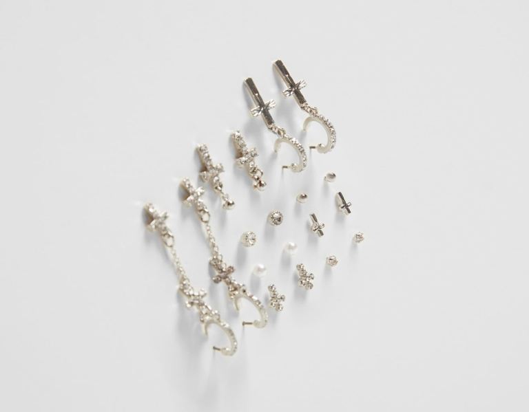 Šperky Bershka Set Of 9 Pairs Of Cross Earrings Damske Strieborne | 1MopavI1Cd2