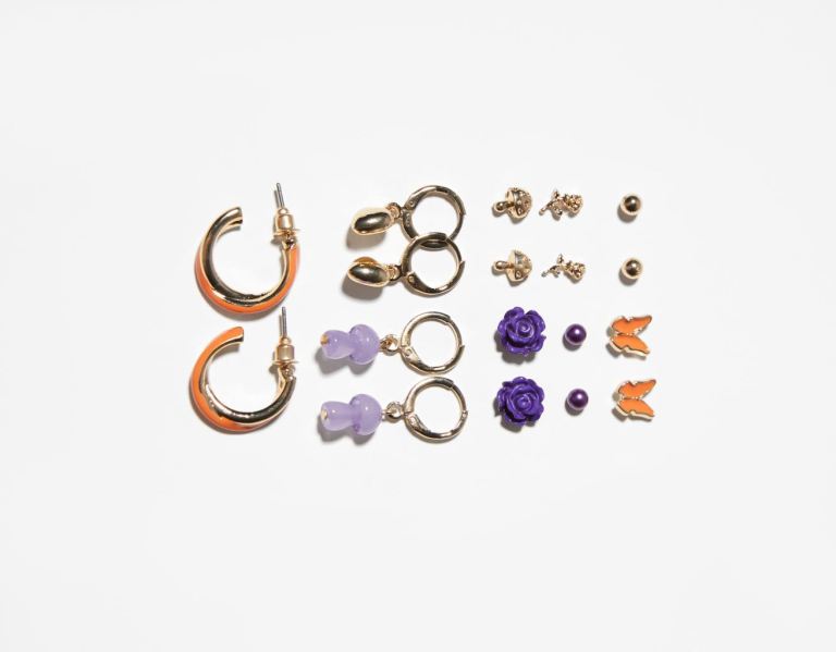 Šperky Bershka Set Of 9 Pairs Of Enamel Earrings Damske Zlate | zaap6yCkTJN