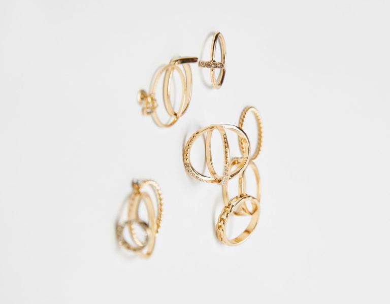 Šperky Bershka Set Of 9 Stackable Gold-colored Rings Damske Zlate | 7H3NLE26MMZ