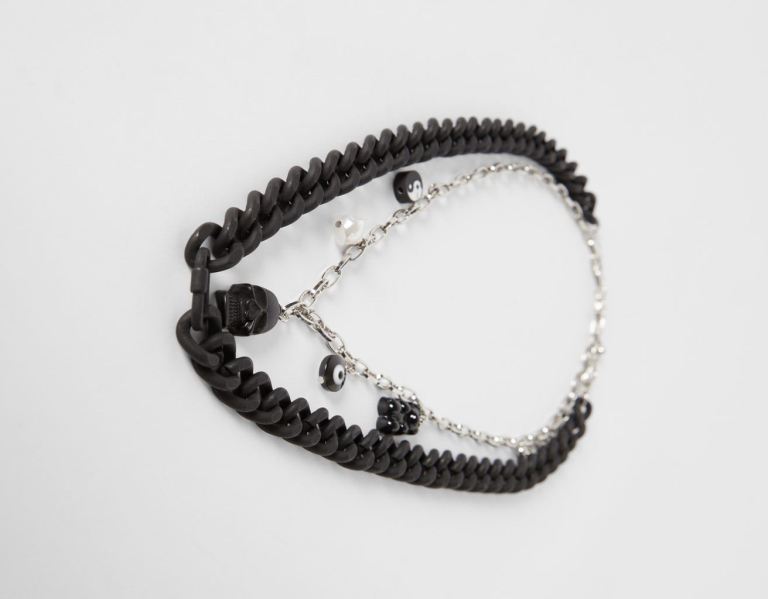 Šperky Bershka Skull Chain Necklace Panske Čierne | 3u7yjTWCdeQ