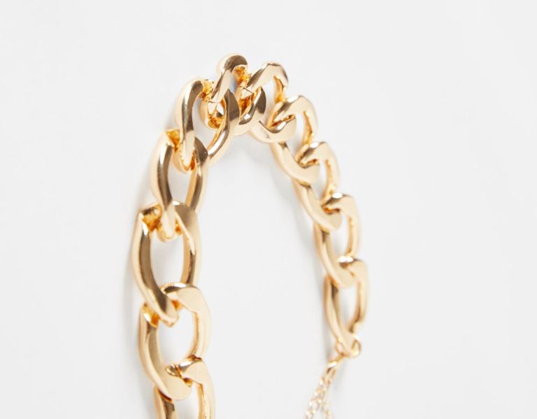 Šperky Bershka Thick Chain Necklace Damske Zlate | UkVJIqu7Xj7